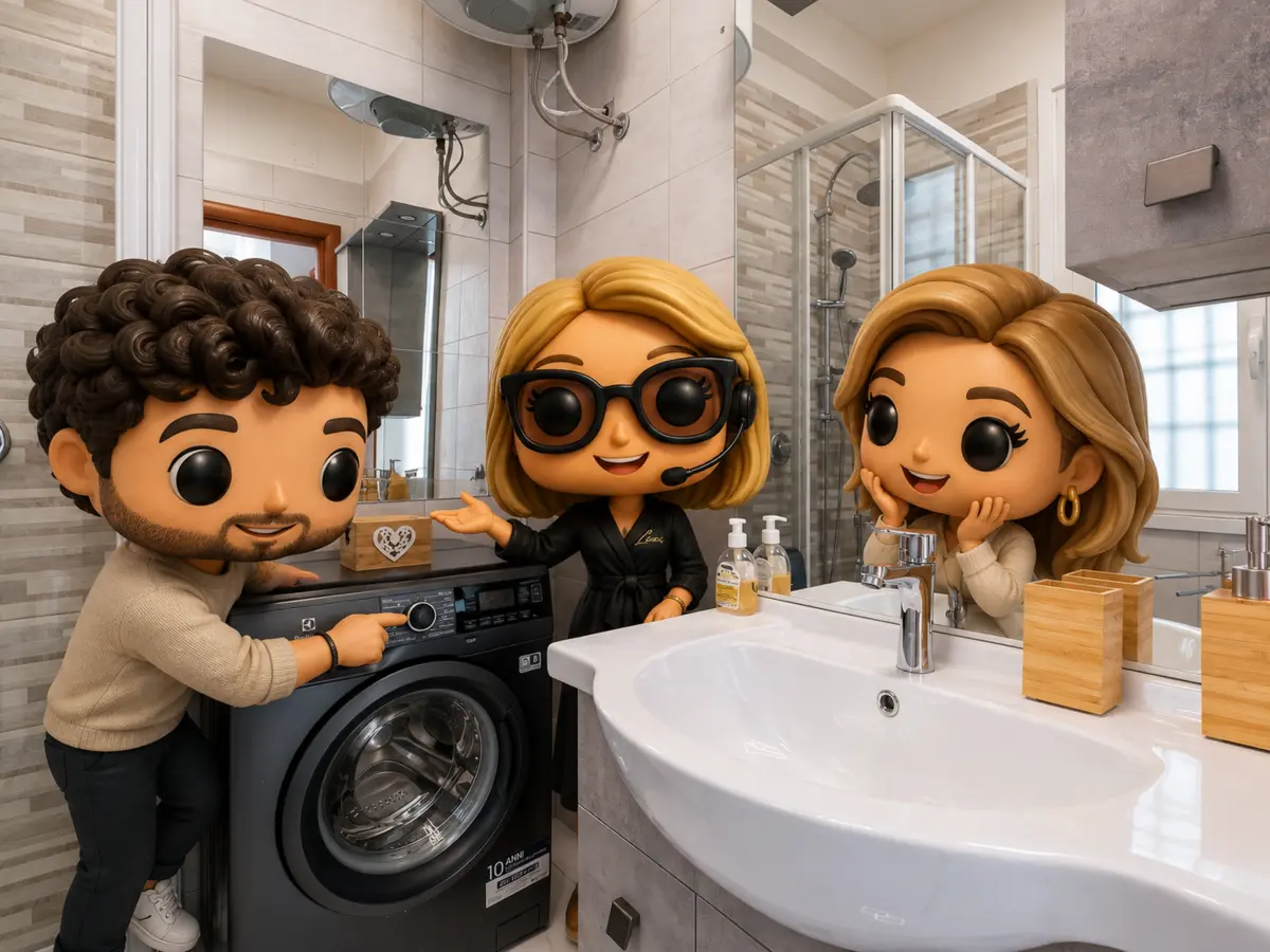 SteLux and FraLux learning to use the washing machine with LuxIA